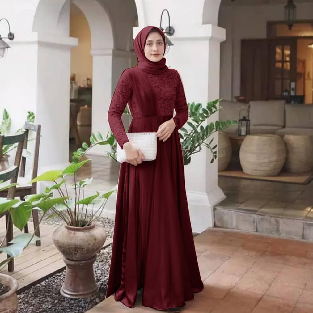 STEVIA DRESS Bahan Velvet Pakaina Wanita Gamis Panjang Terusan Gamis Wanita Dress Mulim Terbaru