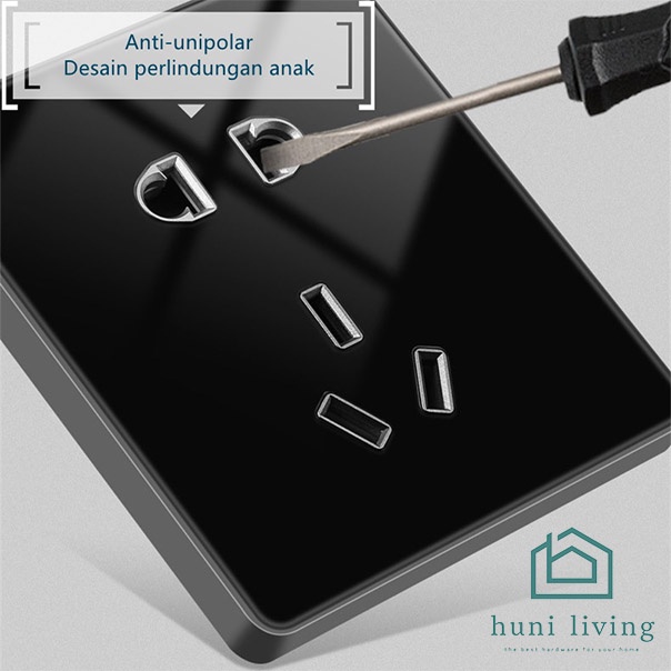 Saklar / Sakelar Lampu Hitam Black Glossy 1/2/3 Gang Electrical Switch Bahan Akrilik