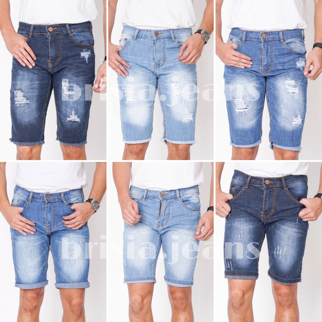 [SIZE 28-34] CARLOS 3/4 Short Pants Jeans - 6 WARNA / Celana Pendek Pria Bigsize