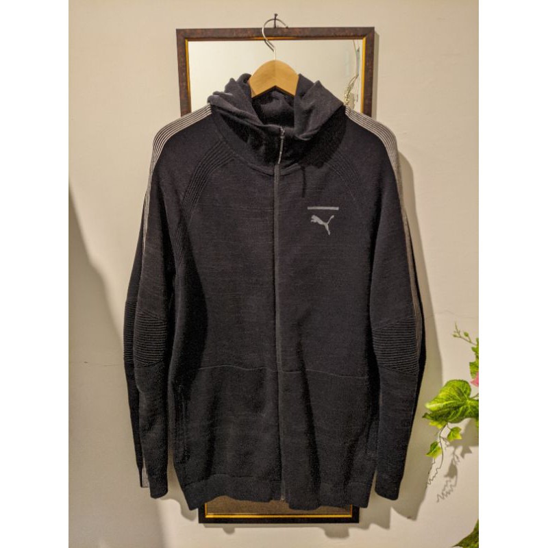 ZIPPER HOODIE PUMA BLACK STRIPE SECOND BRAND TERMURAH