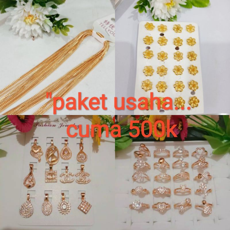 pakek usaha perhiasan xuping, kalung 12pcs, Anting 12pcs, liontin 12pcs, cincin 12pcs