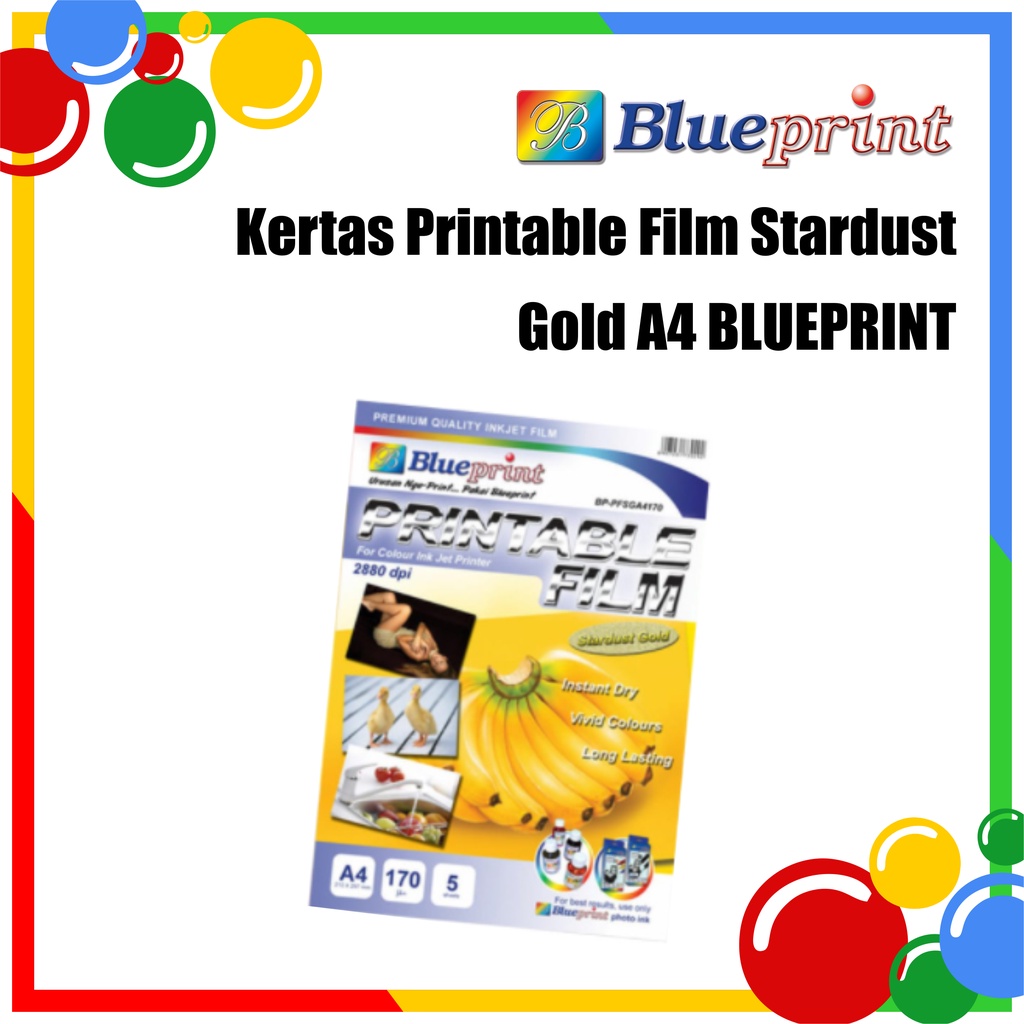 

Kertas Film / Stardust Gold Printable Film BLUEPRINT A4