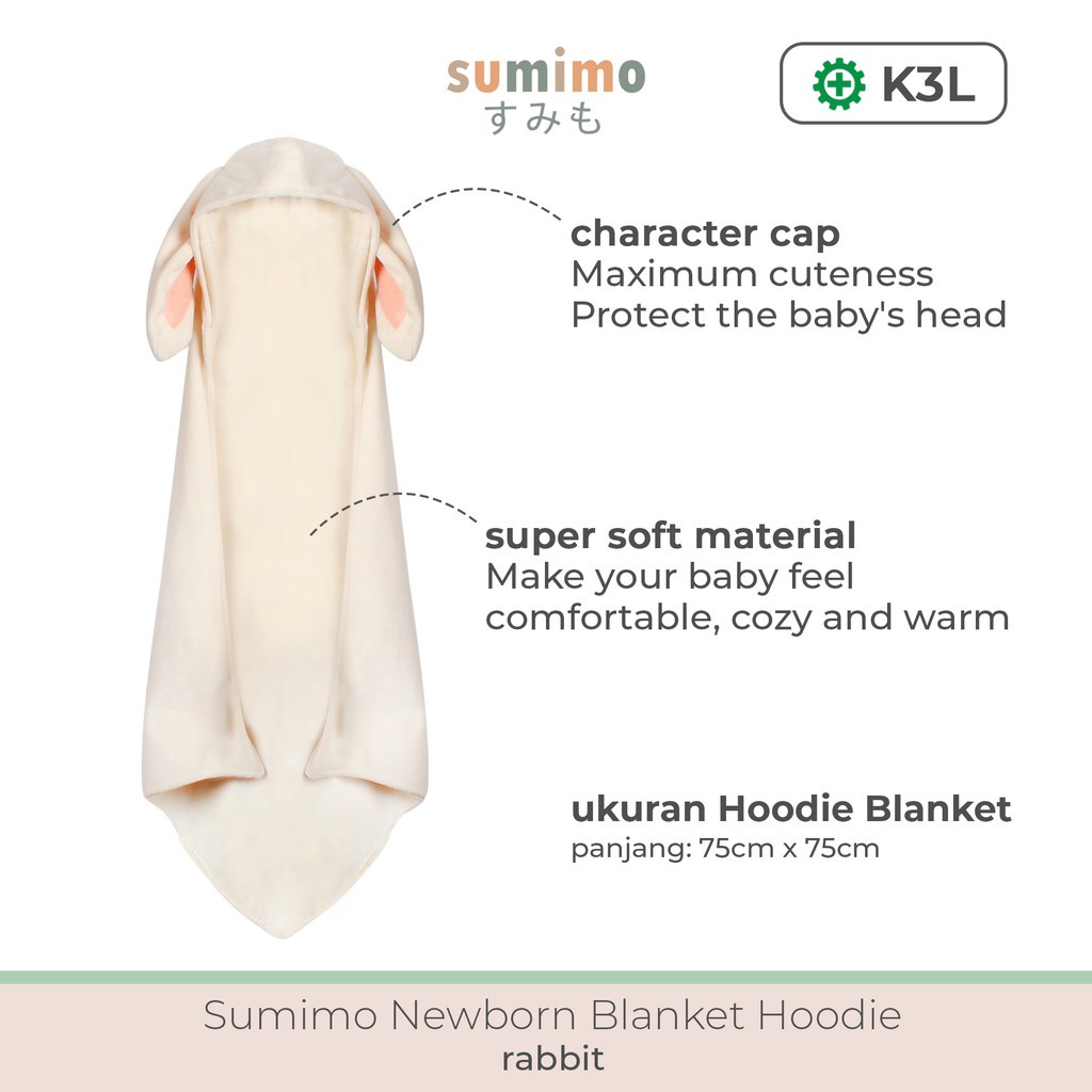 Sumimo Baby Newborn Blanket Hoodie Selimut Topi Bayi