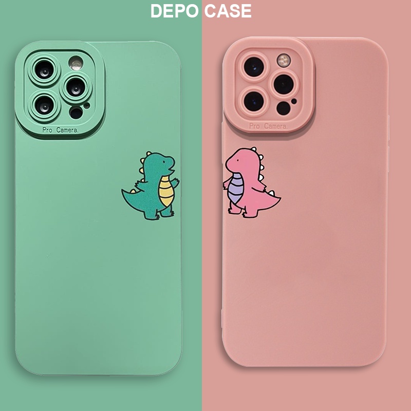 Soft Case COUPLE DINO IP 7 Plus X XR XS MAX 11 PRO MAX 12 PRO MAX  7+ 8+ 6 Plus 7 IP 6 6S 11 11 PRO 