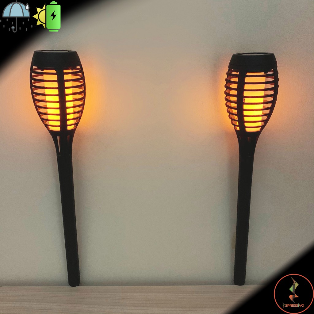 Lampu obor 12 LED tenaga surya lampu api taman tancap solar otomatis - Polos
