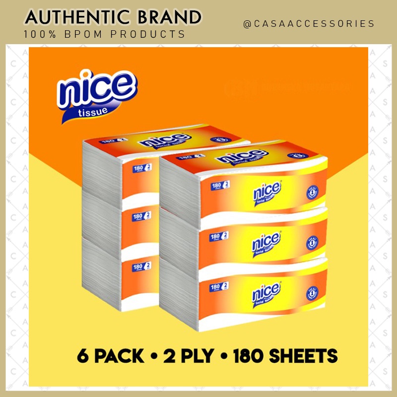 [6 Packs] Nice Facial Tissue 180 Sheets - 2 Ply / Tissu Tisu Nice