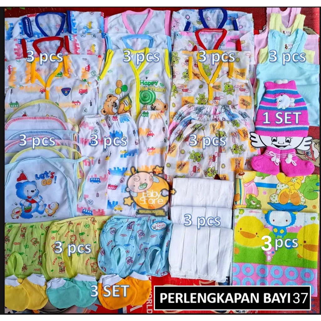 Pakaian Perlengkapan Bayi Baru Lahir Komplit / Perlengkapan Bayi Baru Lahir / Baju Bayi Satu Set Len