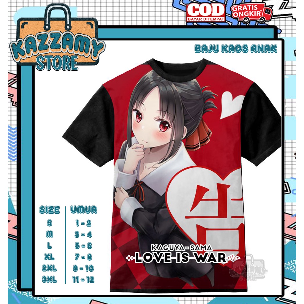 Kaos Anak 3D Baju Anak Anime Kaguya Chika Fujiwara - Kazzamy
