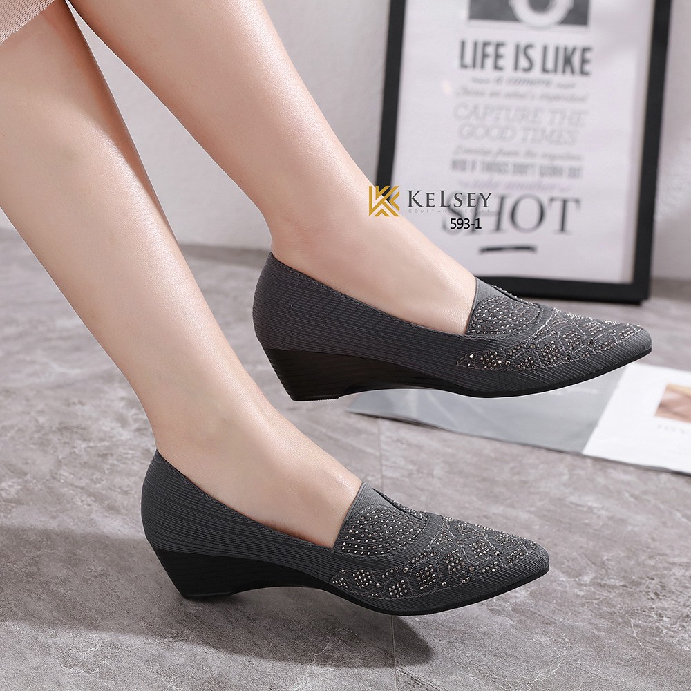 SEPATU WEDGES WANITA ORIGINAL KELSEY PESTA KERJA KANTORAN 