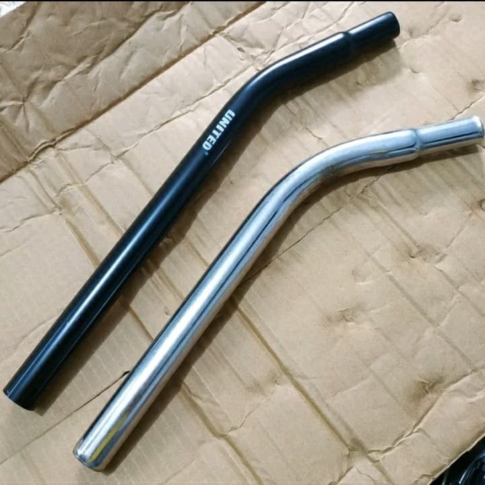 LS357 Tiang Sadel Seatpost 25.4 Sepeda BMX Bengkok Panjang 40 cm - Silver