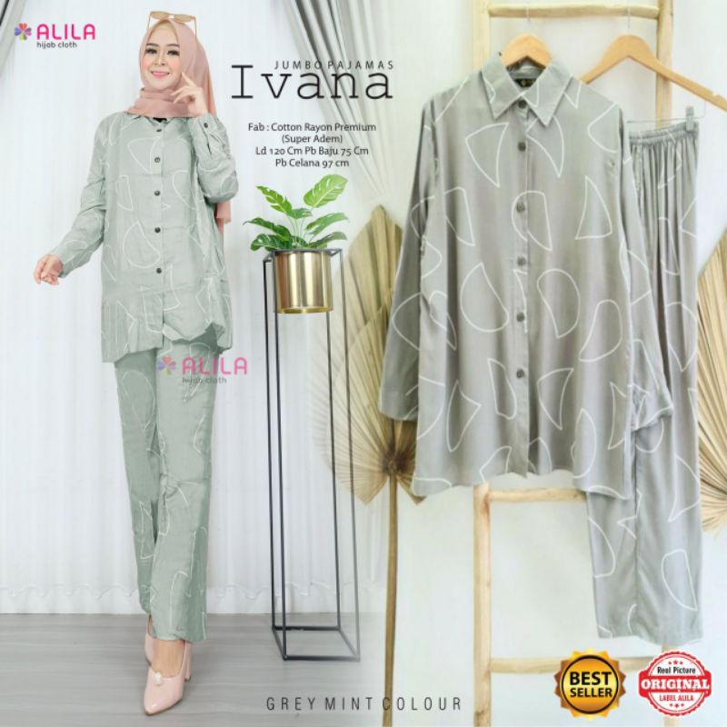 Setelan jumbo wanita setelan rayon jumbo rayon setelan piyama one set rayon jumbo / Ivana