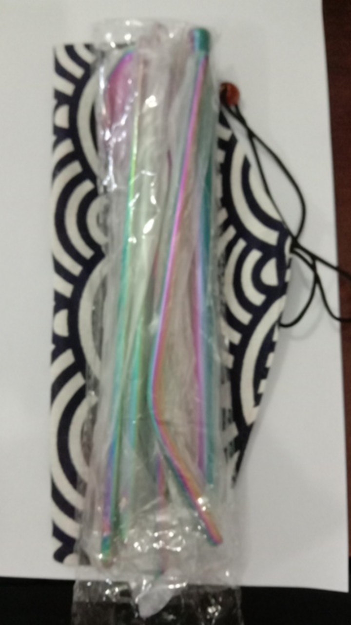 Cutlery Set Travel Sendok Garpu Sumpit Sedotan Warna Pouch Lipat