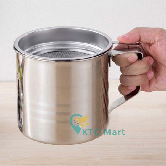 KTCmart - Oil Pot 14 Cm - Wadah Penyaring Minyak Goreng Tebal Stainless