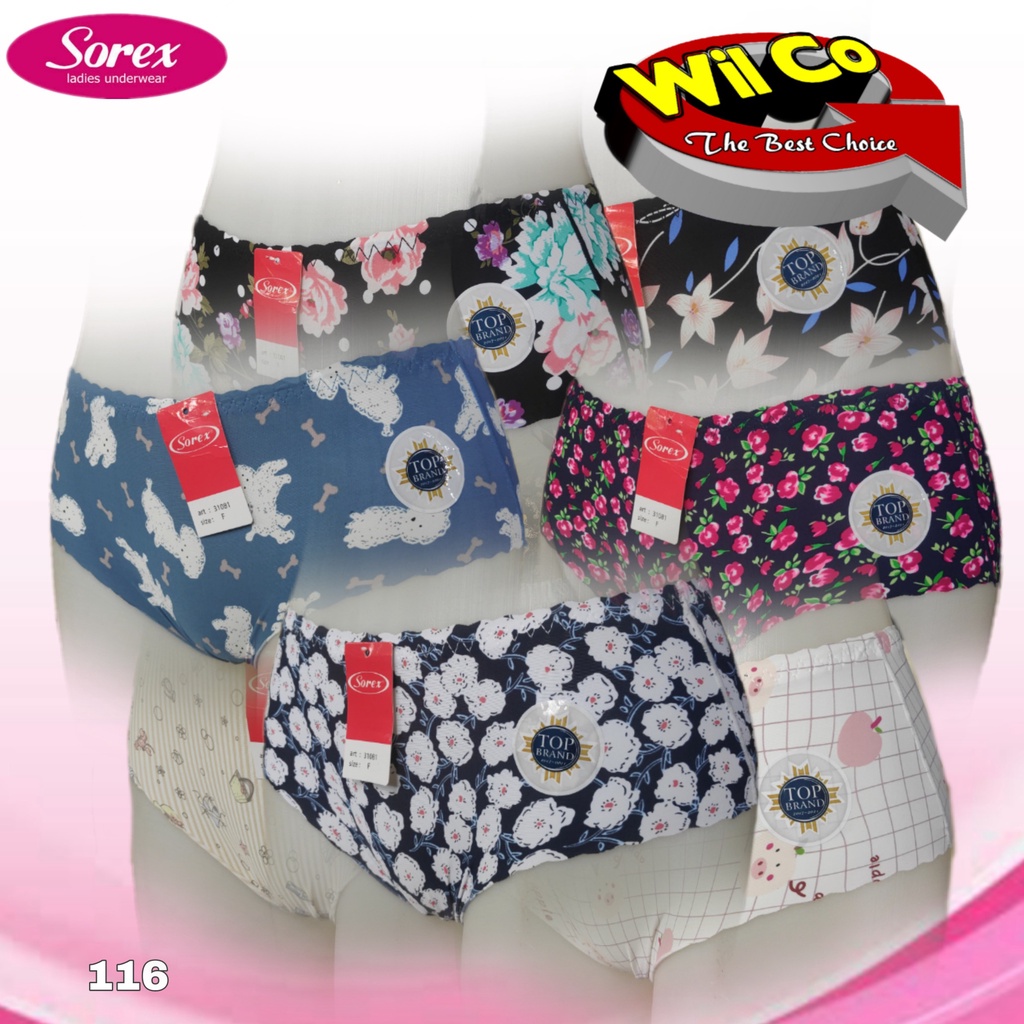 K116L - (HARGA PER LUSIN) CELANA DALAM WANITA DEWASA PAKAIAN WANITA PAKAIAN DALAM SEAMLESS SOREX MOTIF FREE SIZE