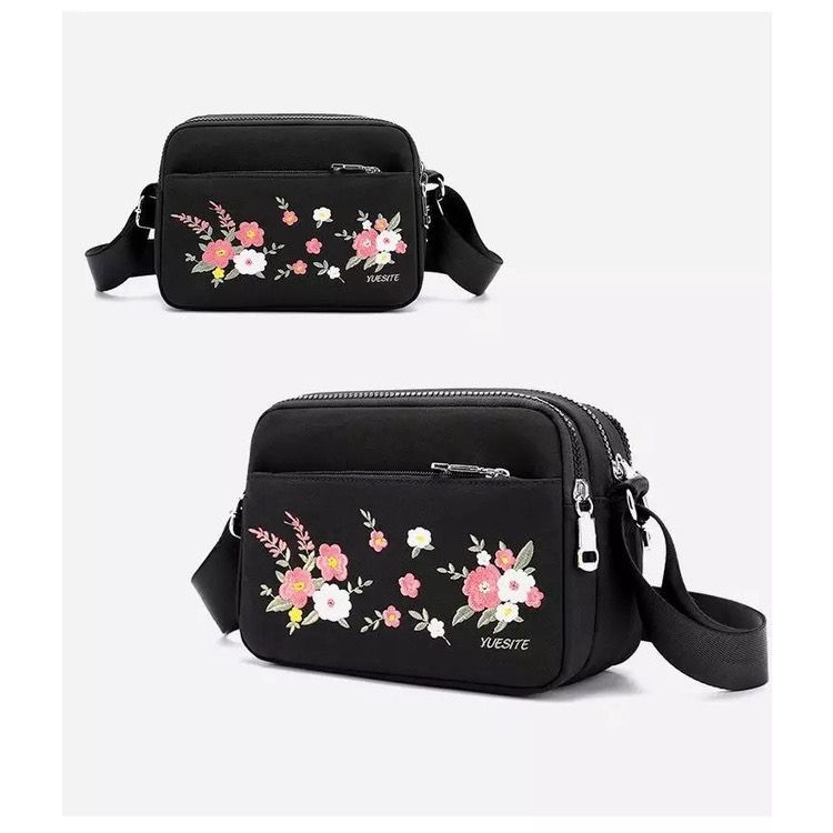 PROMO SALE 7.7 - TAS KONDANGAN WANITA TAS PESTA TAS CEWEK TAS KERJA IBU IBU PEREMPUAN SELEMPANG MOTIF BORDIR FLOWER EMPAT RUANG