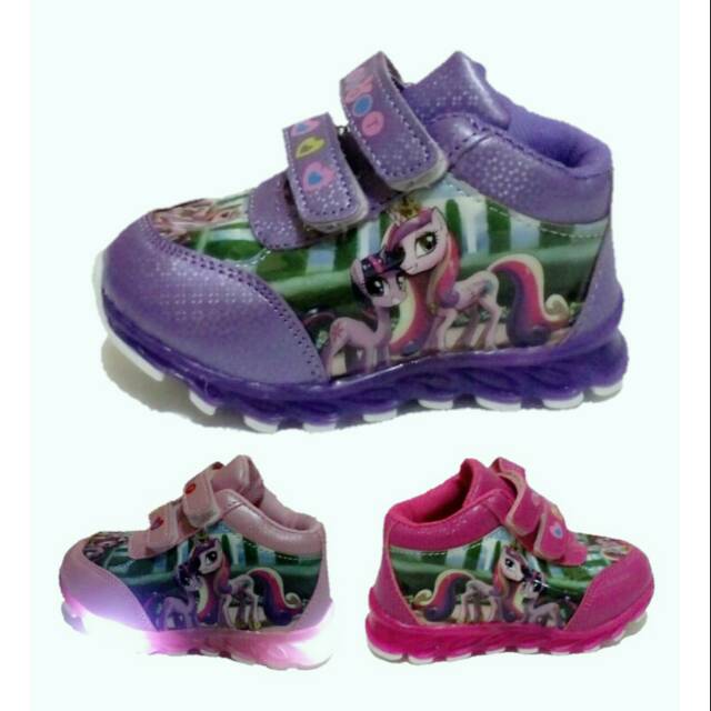🔥 sepatu anak littlepony little pony perempuan cewek cewe wanita lampu led nyala import
