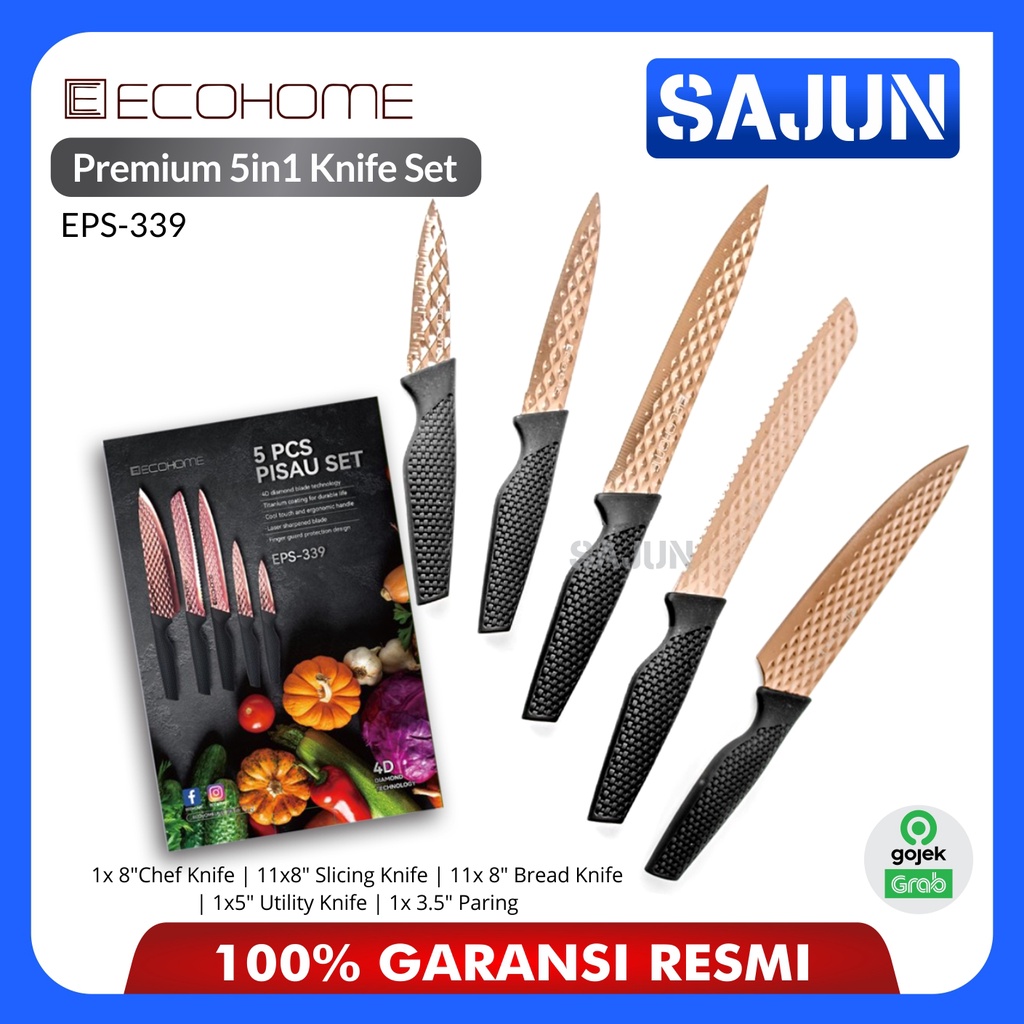 Ecohome Premium Knife Set 5in1 EPS-339 Set Pisau Dapur EPS339