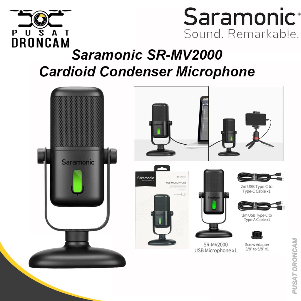 Saramonic SR-MV2000 Cardioid Condenser Microphone USB - Mic SR MV 2000