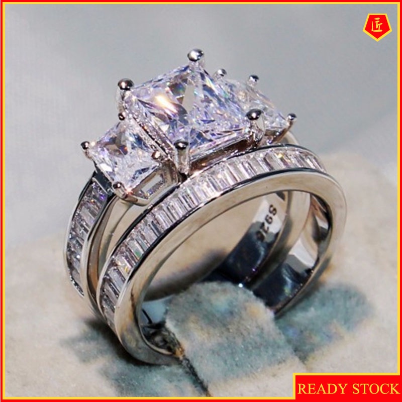 [Ready Stock]Personalized Diamond Couple Rings Fashion Luxury