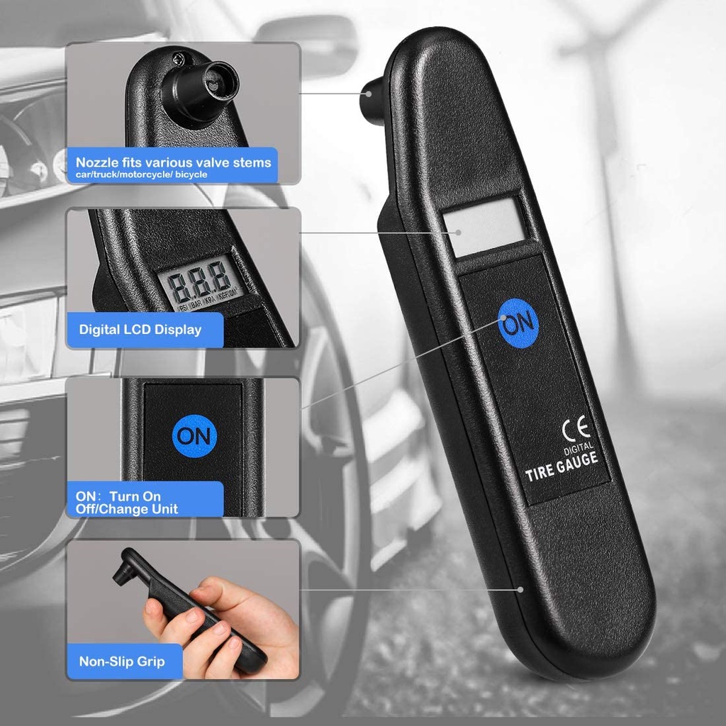 Alat Ukur Tekanan Ban Pengukur Tekanan Ban Manometer Digital LCD Tire Pressure Gauge