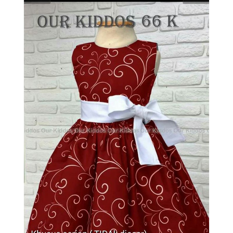 Dress anak merah pita putih
