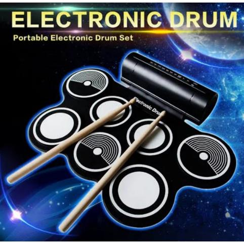Set alat musik digital drum elektrik bermain belajar Portable drumer