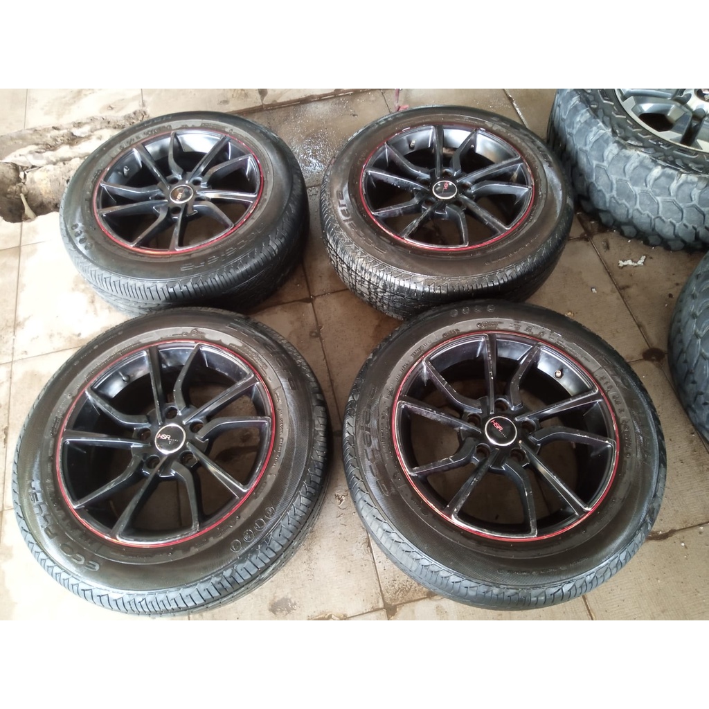Velg Mobil Bekas HSR MISATO Ring 16 Lebar 7 Lubang 5X114,3 BR + Ban Accelera ECOPLUSH 215 60 R16 Unt