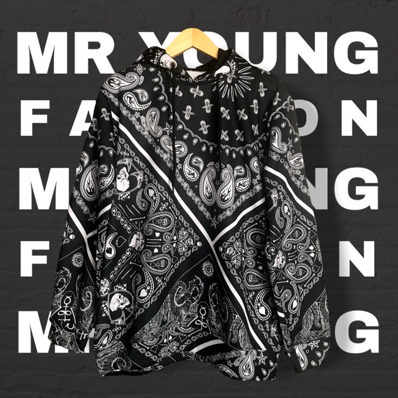 JAKET HOODIE BANDANA / BIG SIZE / BANDANA BLACK SWEATER