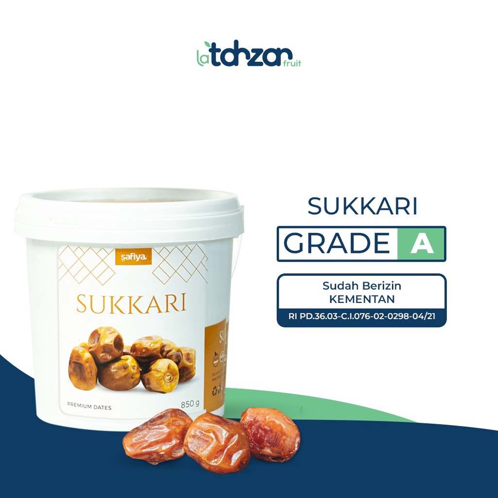 Kurma Sukari Ember Al- Qassim 850gr Kemasan Ember Premium Safiya