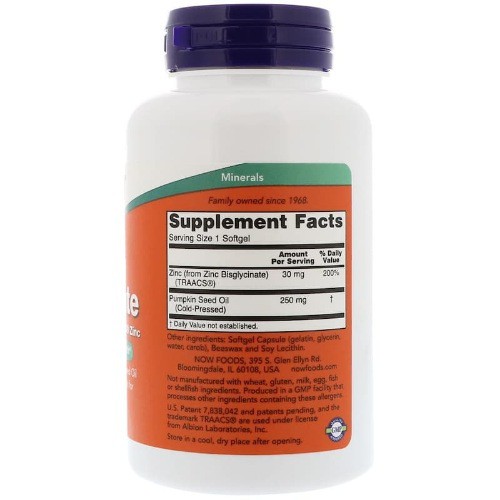 Now Foods Zinc Glycinate 120 Softgels Now Zinc Glycinate Vit Prostat