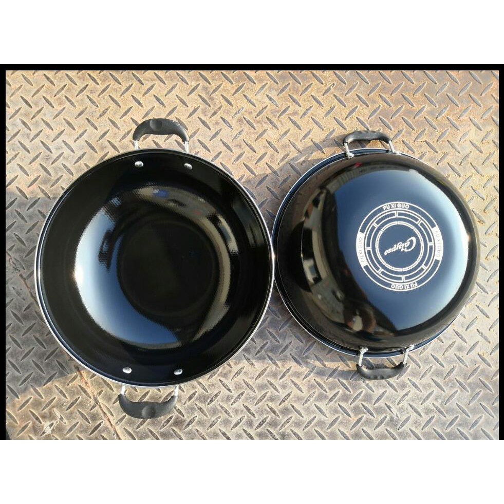 Wajan Hitam Kuping Enamel Uk. 34 cm Anti Lengket Texania