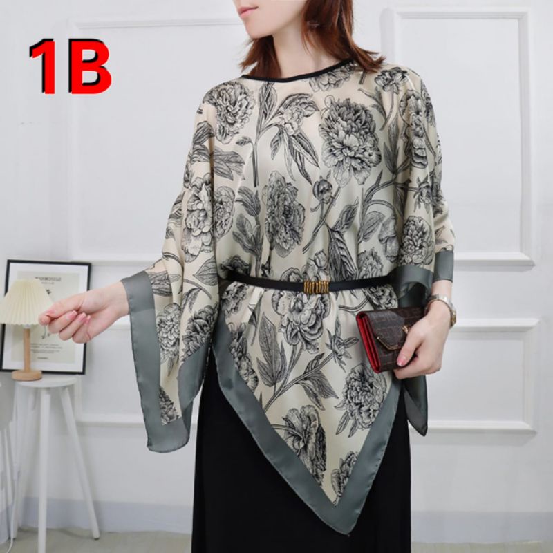 Tunik Satin Sutra Ponco Wanita Leher O Import Original