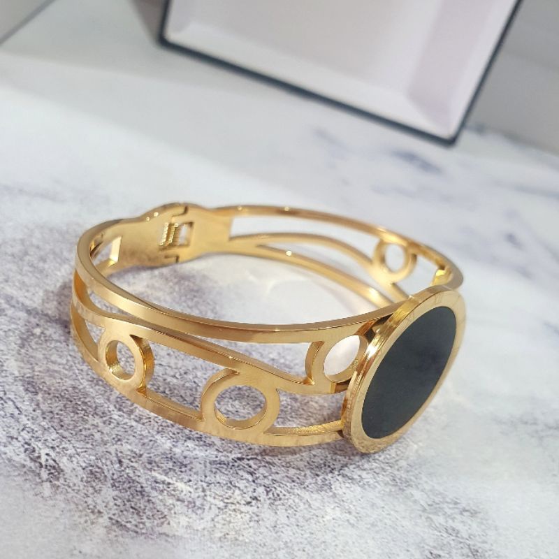 Gelang Titanium Gold Premium Anti Karat Anti Alergi Gelang Stainless steel Branded Band 102