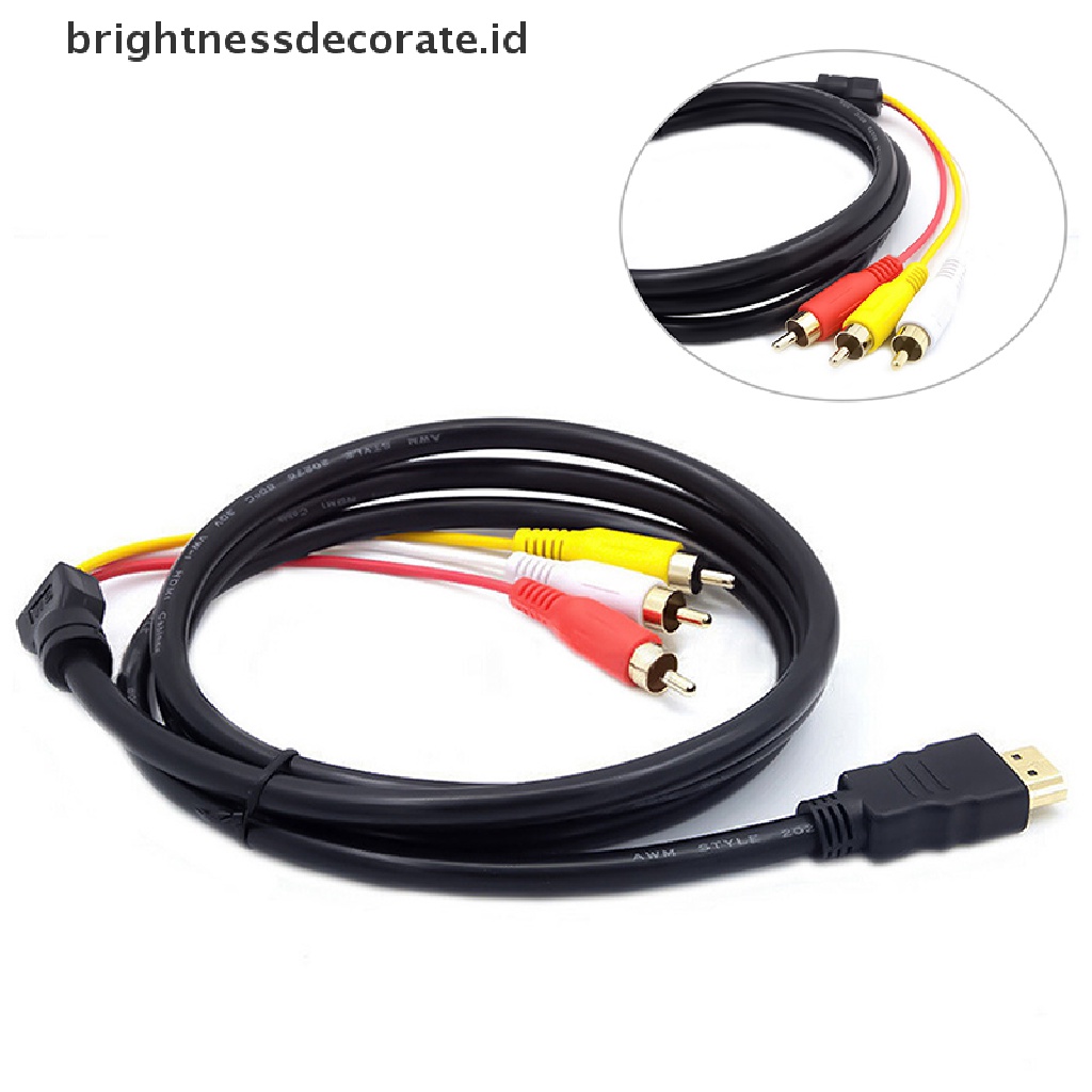 (birth) Kabel Adapter HDMI 1080p Male Ke 3 RCA AV Audio Dengan SCART Ke 3 RCA Phono