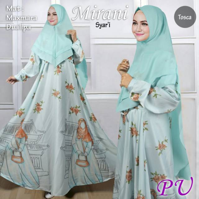 Gamis mirani mirana jumbo syari set khimar diamond ld 120cm  ( ninos glams ori aisah, zara pop up
