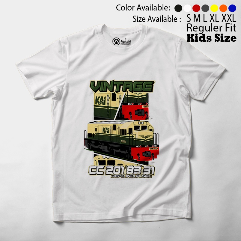 Baju Kaos Atasan Anak Laki-Laki Dan Permpuan Motif Kereta Api KAI Vintage