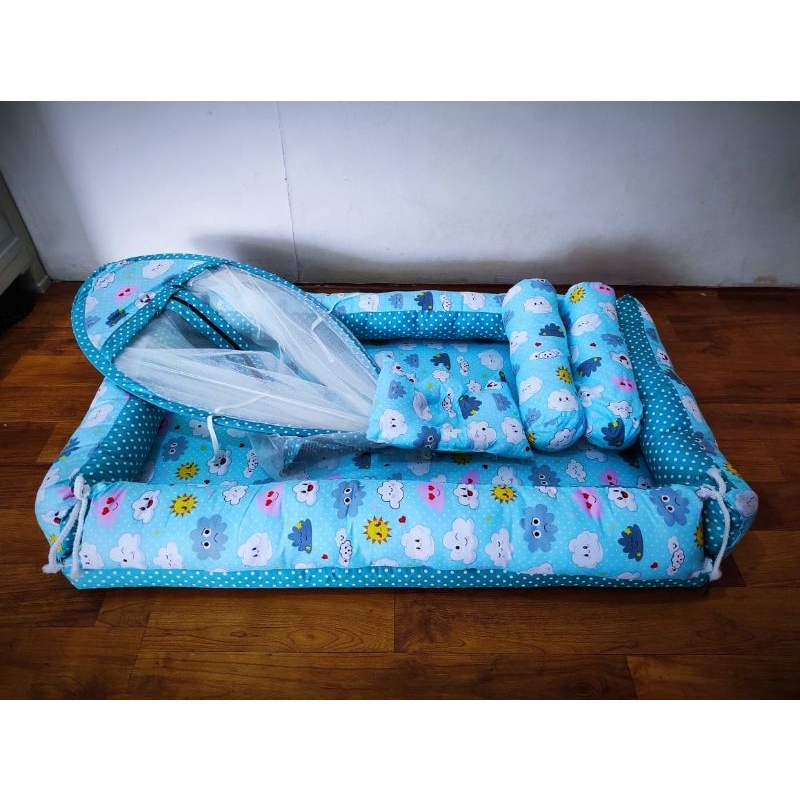 Kasur Bayi Kolam Kulambu Tenda Motif Awan Toska-2