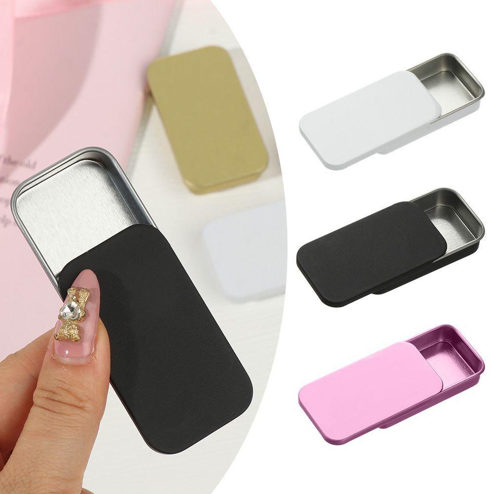 【 ELEGANT 】 Kotak Sabun Alis Mini Portabel Persegi Panjang Kaleng Kosong Kotak Penyimpanan Perhiasan Candy Case Tinplate Push Case