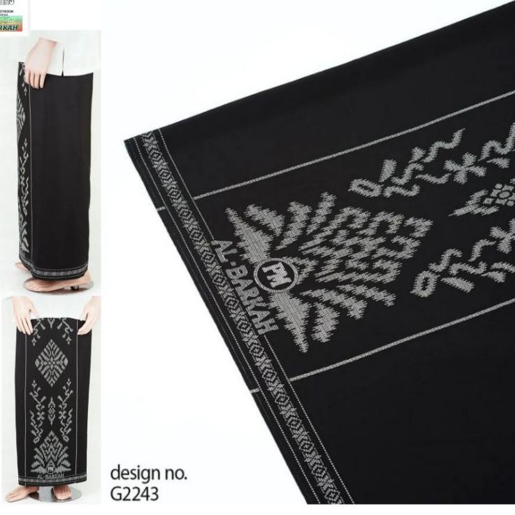 OMN.21Jl22y | Sarung Samarinda Polos Hitam Pria Dewasa Muslim Al-Barkah Pulau Mas Jumbo