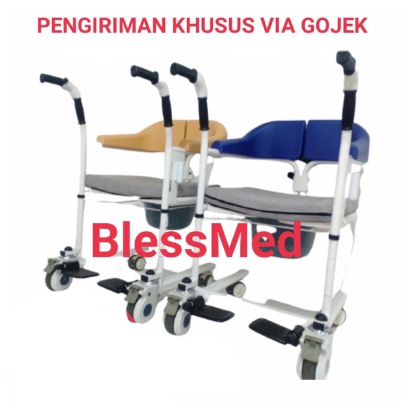 Kursi Roda Transfer Pasien BAB Commode Chair Transport Lift (Khusu  Via Gojek)