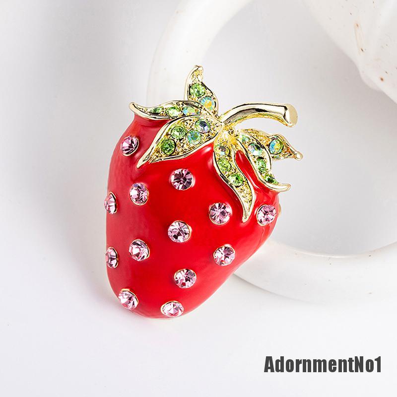 (Adornmentno1) Pin / Bros Bentuk Strawberry Untuk Dekorasi Pakaian / Syal Wanita