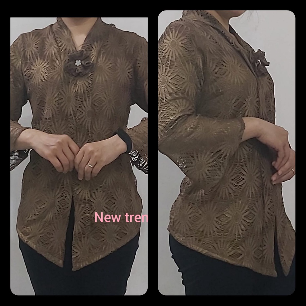 Atasan Kebaya Encim Brukat Premium Free Bros Tangan 3/4