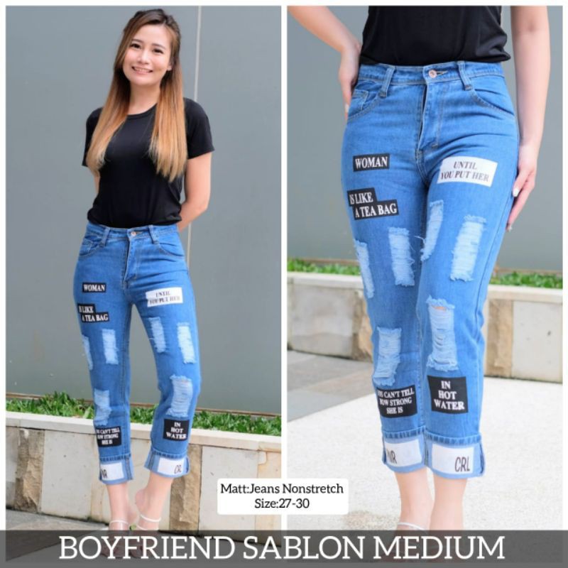 FREE BELT// CELANA BOYFRIEND WANITA TERBARU/ BOYFRIEND SOBEK SABLON/ Ripped Pants Boyfriend Sablon