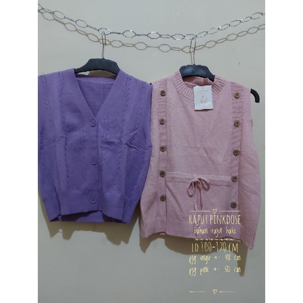 vest rajut pinkdose/vest pinkdose/vest rajut import