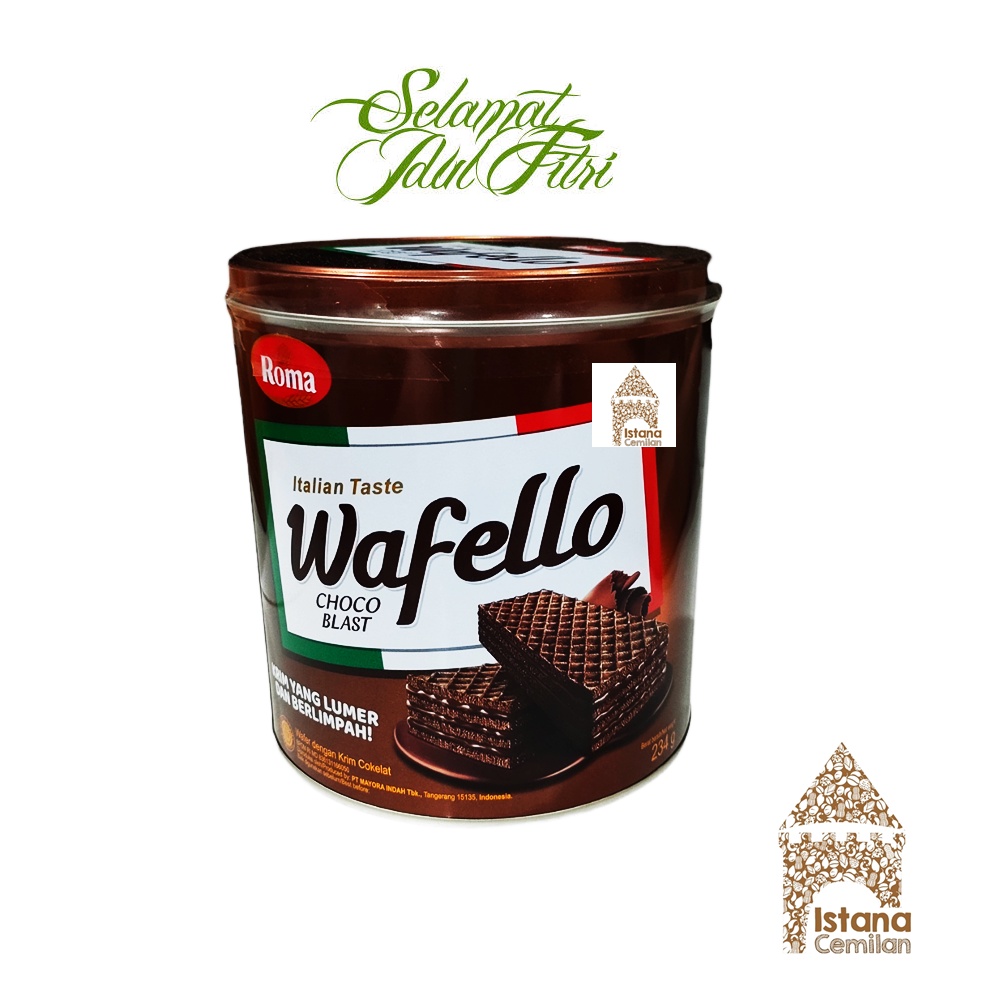 Roma Wafello Choco BLAST / Butter Caramel Hampers Parsel Kue Lebaran KALENG 234 Gram