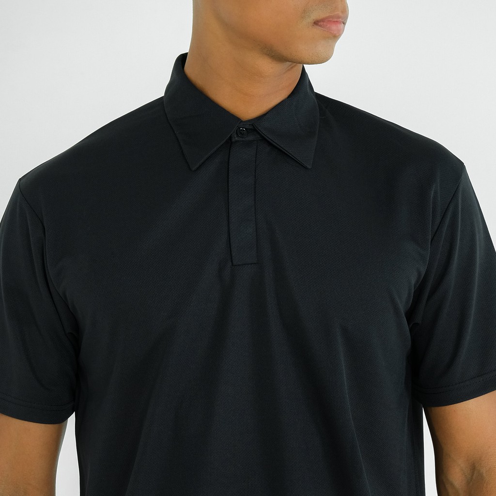 DONSON Kaos Polo Polos Kasual Olahraga Extra Fine Polyester Warna Black