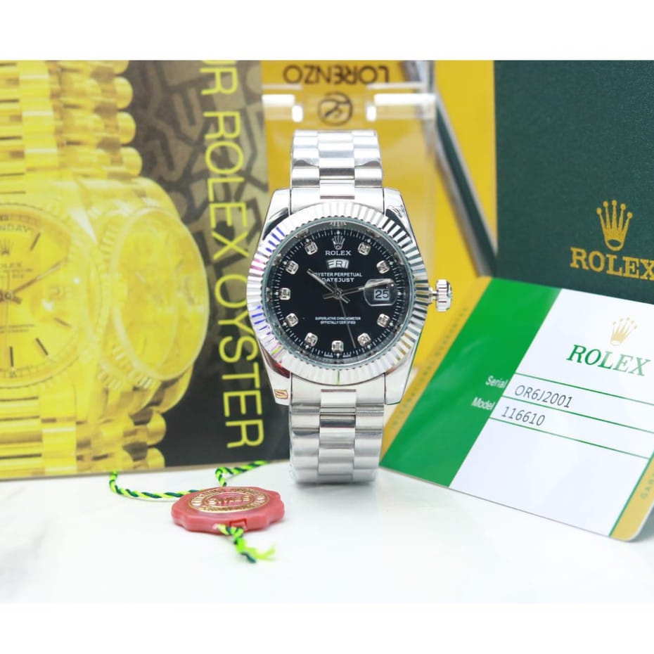 Best Seller~ Jam Tangan Pria Rolex Day-Date Super Premium 7865 Free Set Original, Kartu & Paper Bag