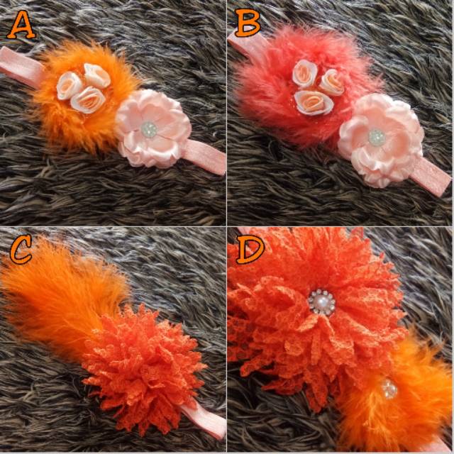orange series bandana bulu headband bayi dan anak lucu
