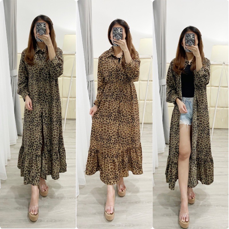 gamis muslim leopard / maxy leopard muslim / K012950