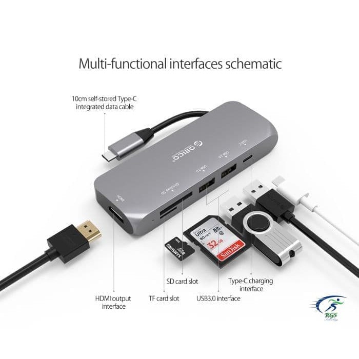 RGS - Orico CLH-W1 Type-C To HDMI+HUB+Card reader